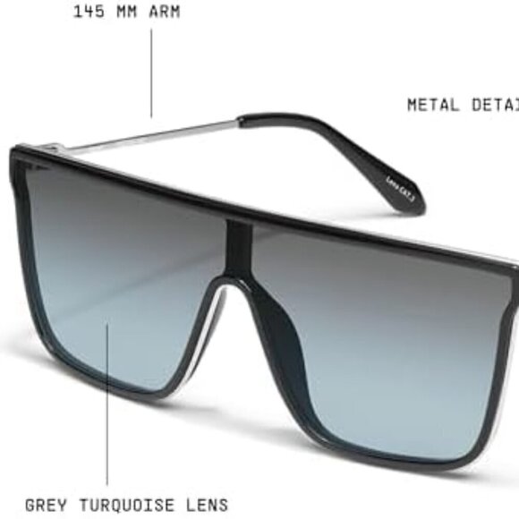 New Quay Nightfall Remixed Black Silver Frame/Grey Turquoise Lens Sunglasses main image 7